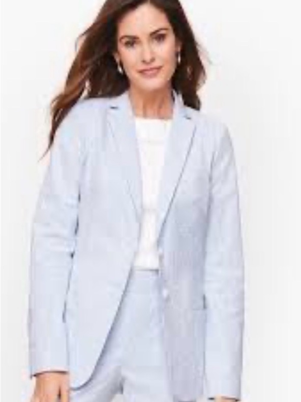 Talbots Blue white seersucker Tailored Blazer -2 cotton spandex